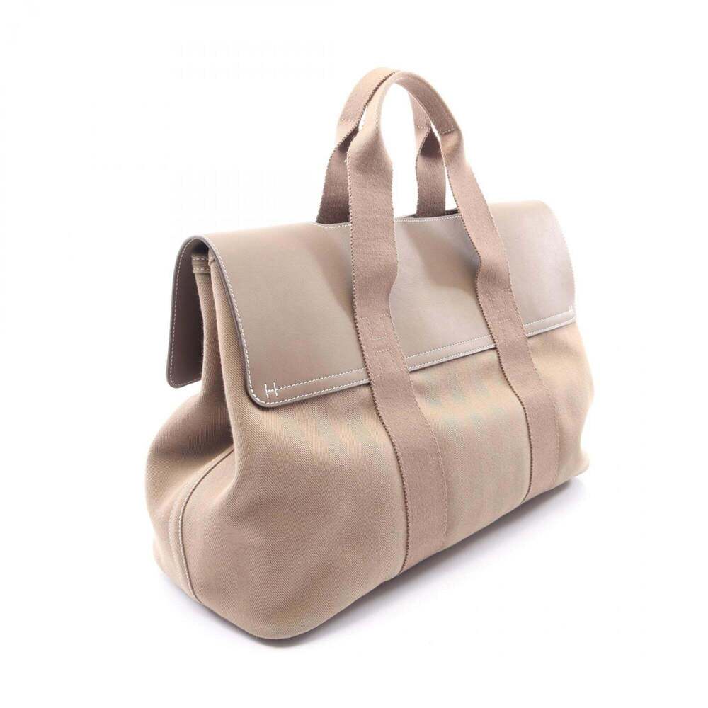 Hermes Valparaiso MM Handbag, Leather, Toile Chevron Pattern, Women's, Beige - Picture 2 of 10
